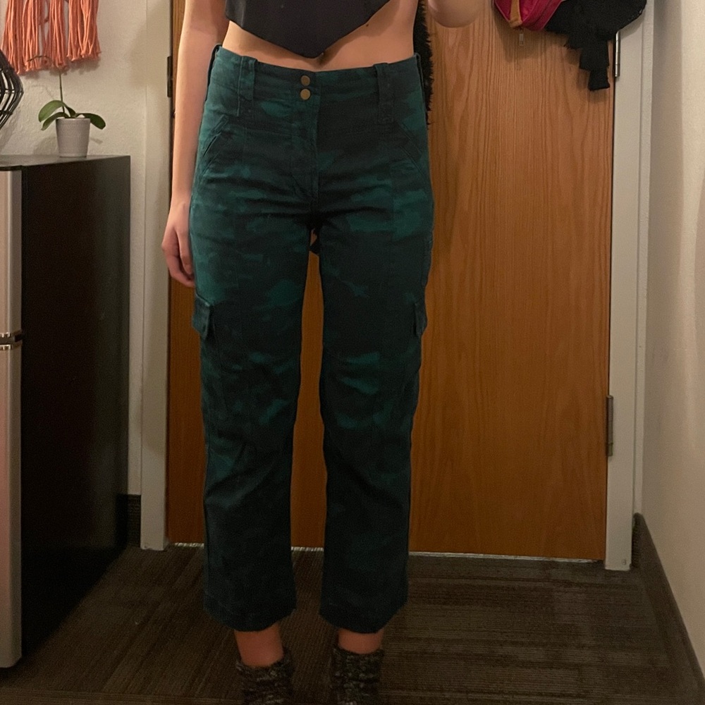 Anthropologie Green and Blue Cargo Pants